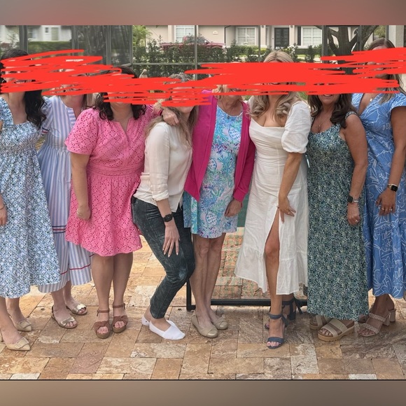 NWT O.P.T. MIDI Puff Sleeve Dress in White Linen - Size L - Picture 5 of 5